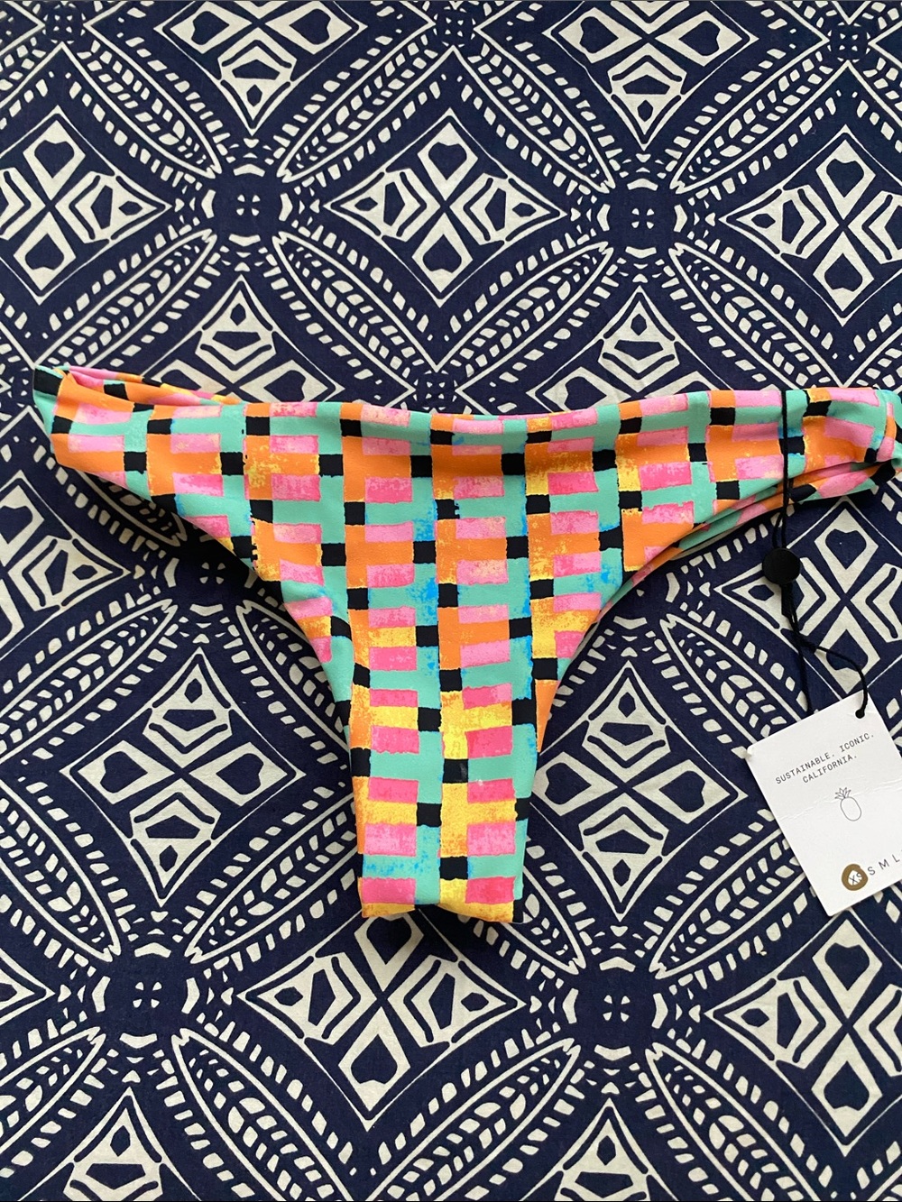 Skatie ' bikini bottoms in a colorful checkered "RADICAL" print - Picture 6 of 6
